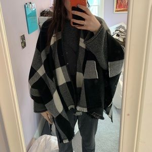 Warm checkered print cape